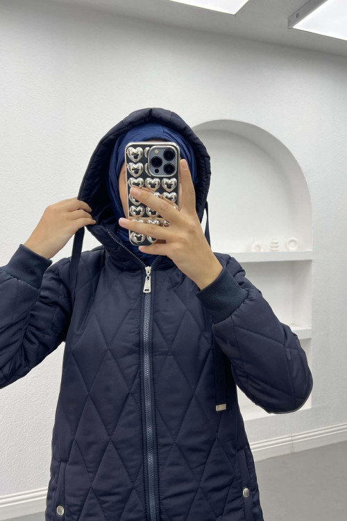 Quilted Puffer Jacket Navy Blue