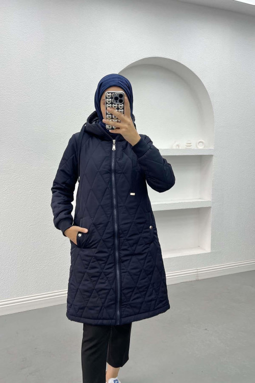 Quilted Puffer Jacket Navy Blue