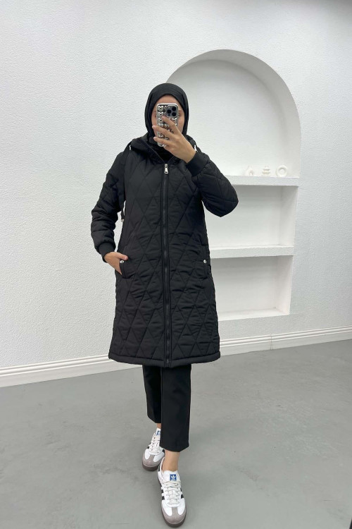 Quilted Puffer Jacket Black