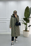 Quilted Long Coat Khaki