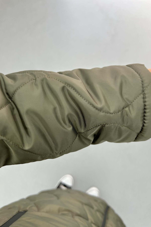 Quilted Long Coat Khaki