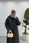 Quilted Long Coat Black