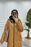 Quilted Long Coat Tan