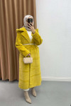 Hooded Fur Coat Mustard