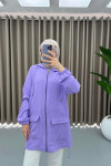 Hooded Drawstring Cape Lilac