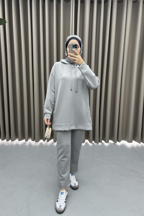 Hooded Snap Set Gray