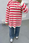 Hooded Striped Sweater Fuchsia