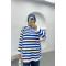 Striped Hooded Sweater Navy Blue