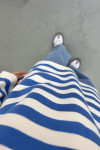 Striped Hooded Sweater Blue