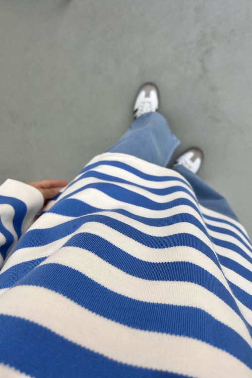 Striped Hooded Sweater Blue