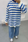 Striped Hooded Sweater Blue