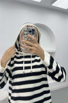 Striped Hooded Sweater Black