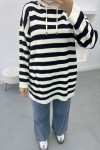 Striped Hooded Sweater Black