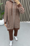 Hooded Striped Suit Brown