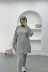 Hooded Zippered Suit Gray