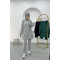 Hooded Zippered Suit Gray