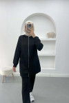 Hooded Zippered Suit Black