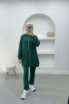 Hooded Zippered Suit Emerald Green