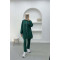 Hooded Zippered Suit Emerald Green