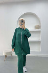 Hooded Zippered Suit Emerald Green