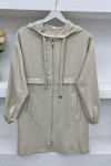 Hooded Zippered Coat Almond Green