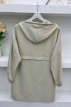 Hooded Zippered Coat Almond Green