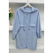 Hooded Zippered Coat Blue