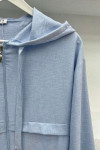 Hooded Zippered Coat Blue