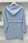 Hooded Zippered Coat Blue