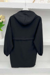 Hooded Zippered Coat Black