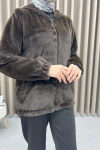 Hooded Fur Coat Bitter Coffee