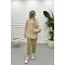 Hooded Plush Cardigan Beige