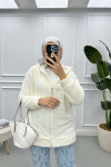 Hooded Plush Cardigan White