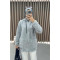 Hooded Plush Cardigan Gray