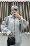 Hooded Polar Fleece Suit Light Grey