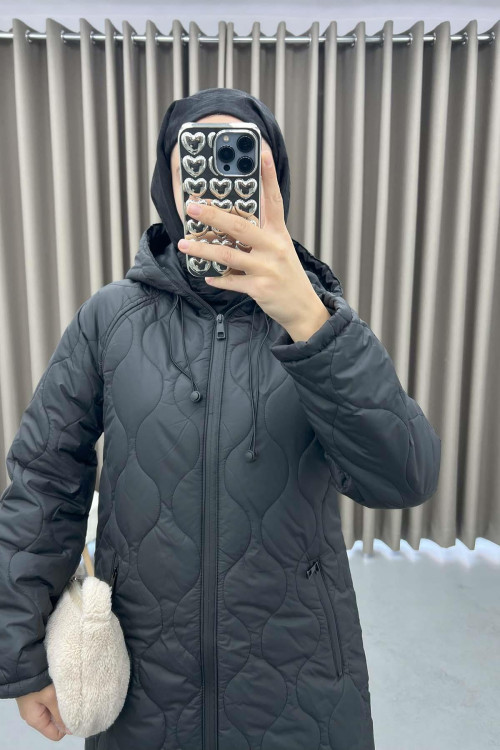 Hooded Puffer Jacket Black