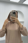 Hooded Sweat Dress Beige