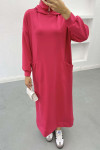 Hooded Sweat Dress Fuchsia