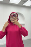 Hooded Sweat Dress Fuchsia