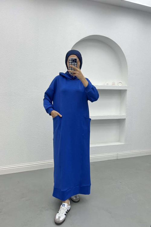 Hooded Sweat Dress Saxe Blue