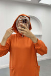 Hooded Sweat Dress Orange