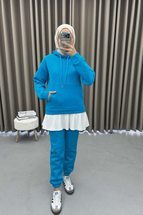 Hooded Sweatshirt Set Blue