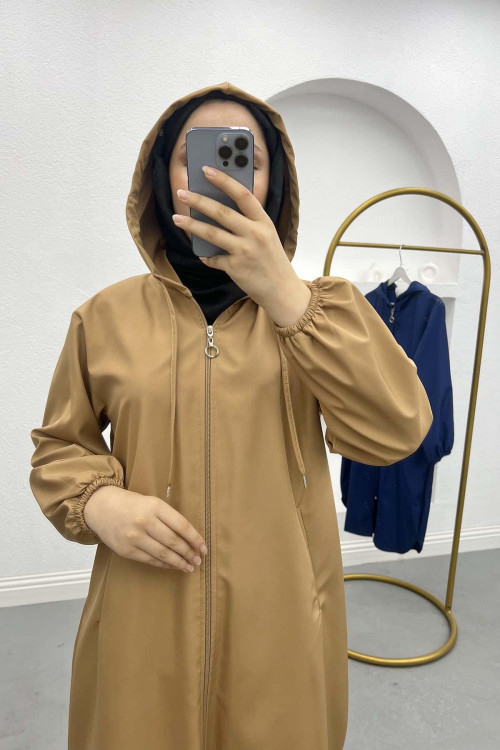 Hooded Trench Coat Milk Coffee