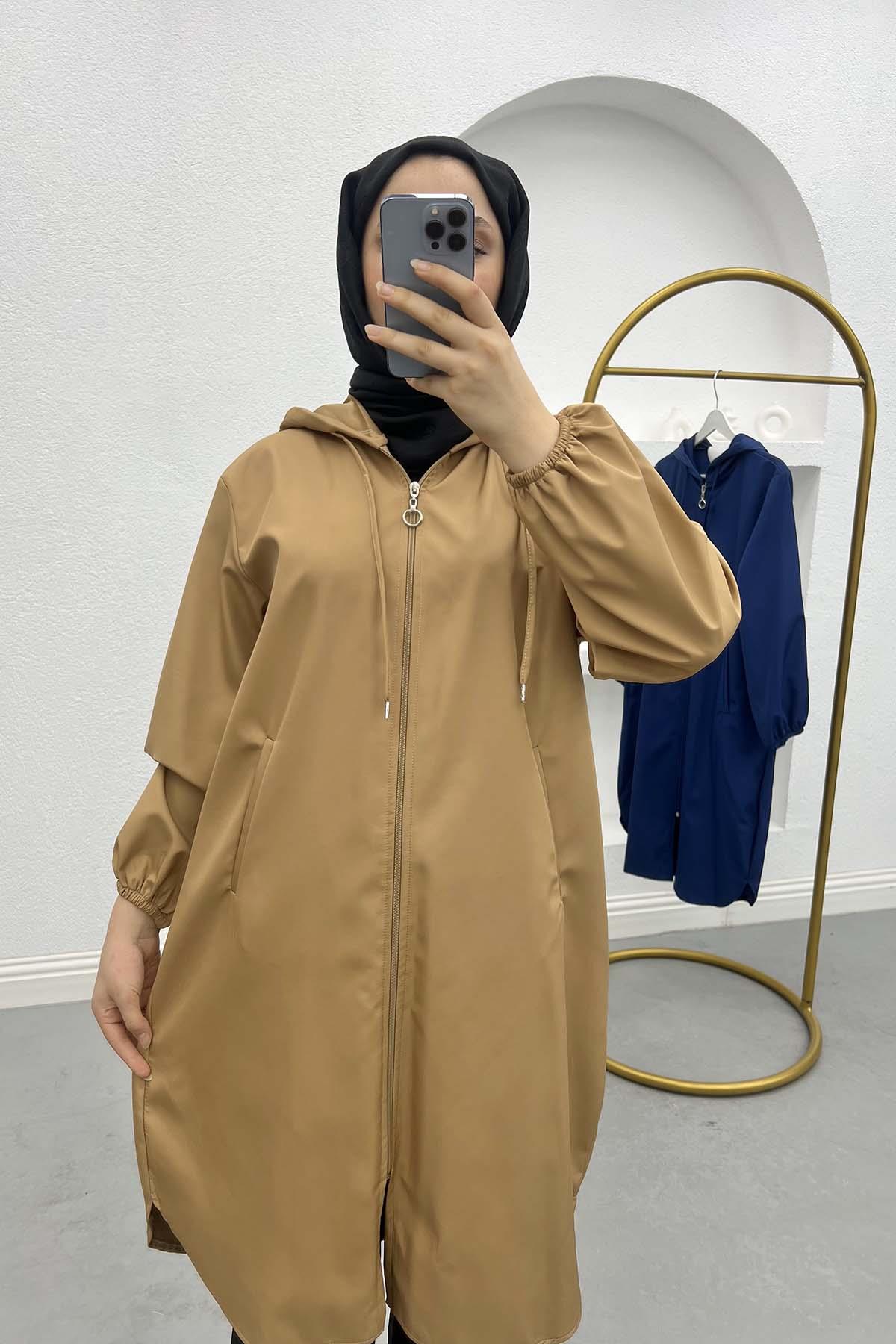 Hooded Trench Coat Milk Coffee