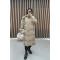 Hooded Long Puffer Jacket Beige