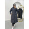 Long Hooded Puffer Jacket Navy Blue