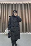 Hooded Long Puffer Jacket Black