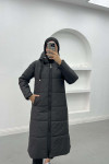 Hooded Long Puffer Jacket Black