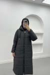 Hooded Long Puffer Jacket Black