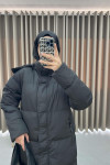 Hooded Long Puffer Jacket Black